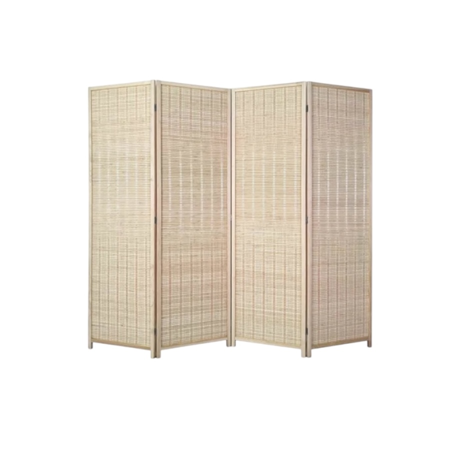 Biombo mimbre y madera  180 cm.