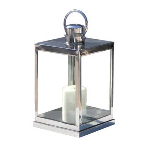 Windlight lantern silver 25x25 cm.